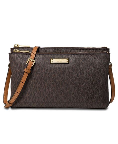 michael kors adele double zip crossbody brown|Michael Kors double zip wallet.